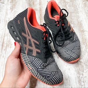 ASICS FuseX Aluminum / Flash Coral / Black Athletic Shoes Size 7.5